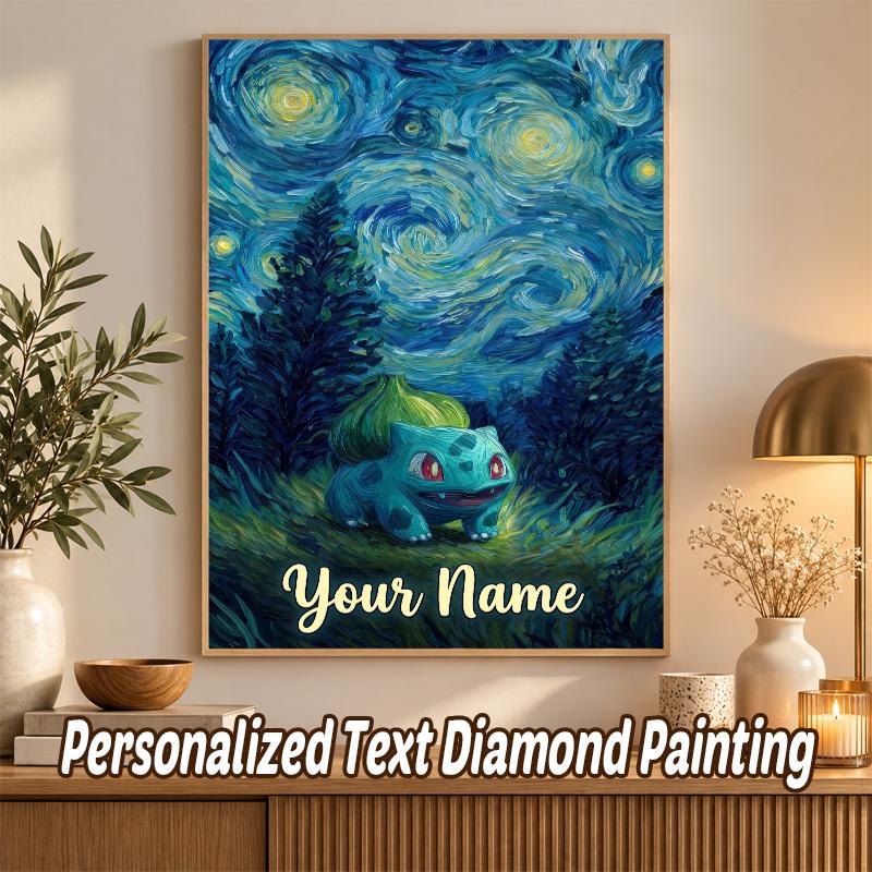 Bulbasaur Custom Name Diamond Painting Personalized 5D Full Drill DIY Diamond Art Home Decor