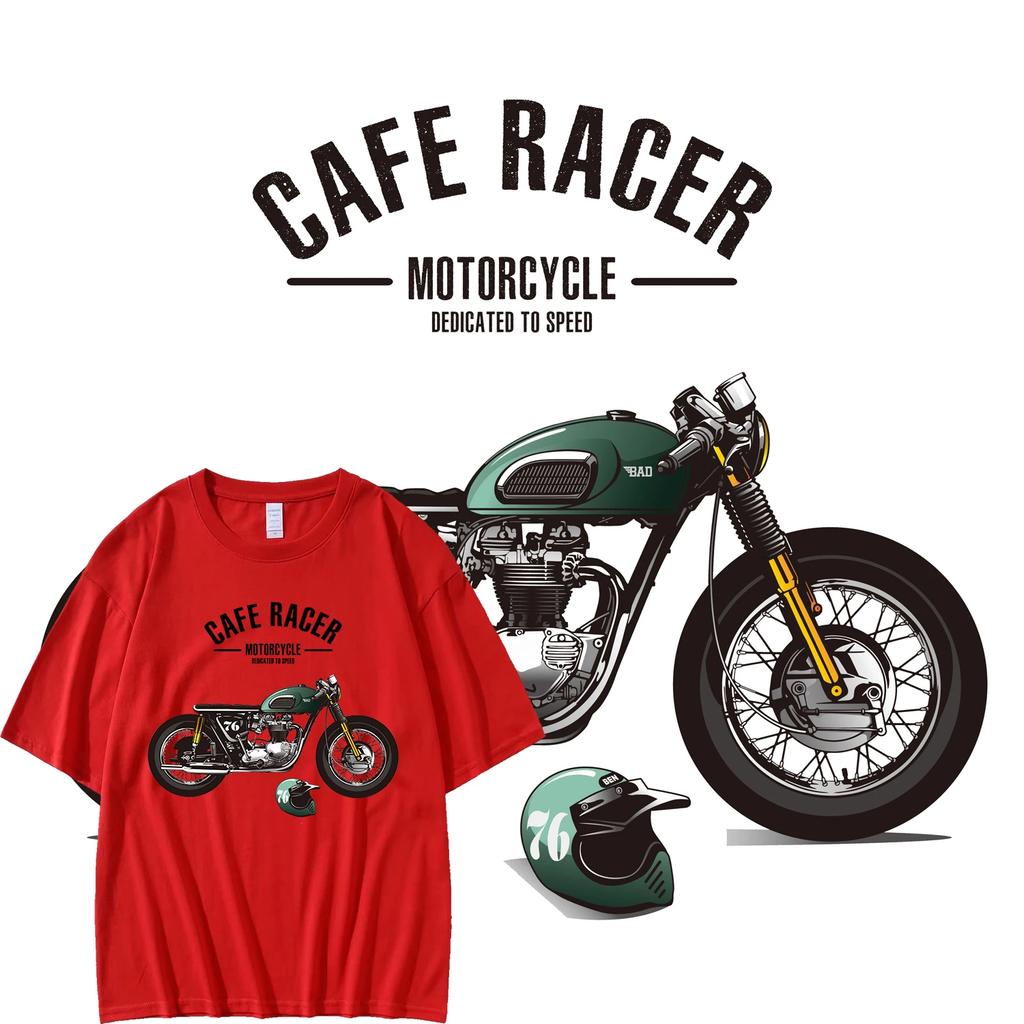 Men's T-shirt motorcycle printed T-shirt hip-hop street top streetwear vintage t shirt cotton Retro Motorcycle Plus size T-shirt