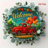 Vintage Red Truck Heart Balloons Iron Wall Art Decor