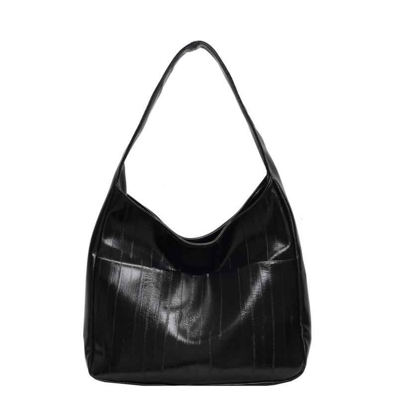 

Корейская версия большой вместительной сумки подмышкой для женщин 2024 года, новая высококачественная фактурная сумка-тоут, универсальная сумка через плечо для поездок на работу чёрный