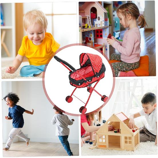 Vaguelly Doll Stroller Hand Cart Babies Dolls Stroller Wagon Furniture Dolly Trolly Dolly Mini Toys for Furniture Dollies Toys Push Cart Little Doll
