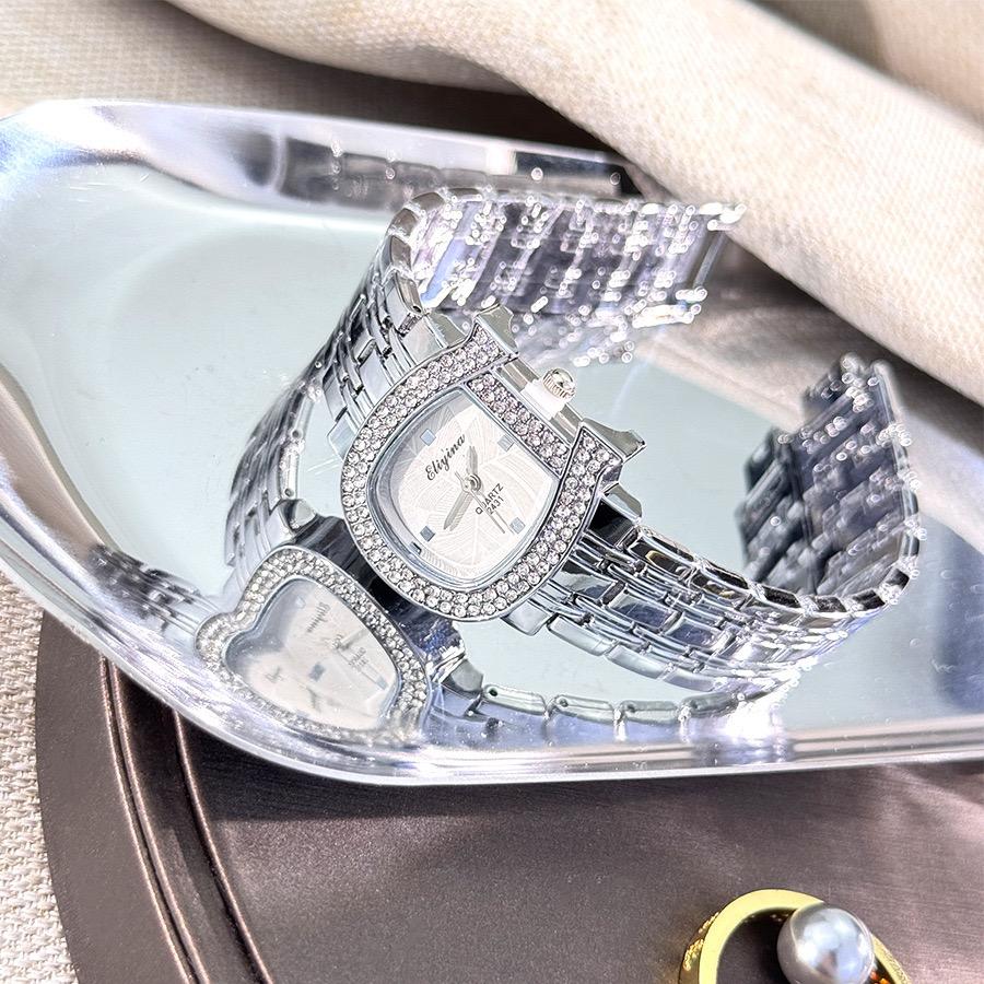 

Women s Luxury Diamond-Set Asymmetrical Dial Bracelet Watch, Water-Resistant Quartz Watch reloj mujer watch for ladies срібний