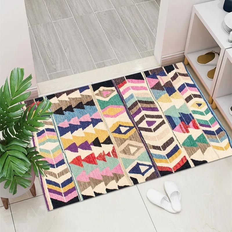 1PC Vintage Red Living Room Rug Area Rug Washable Boho Rugs Carpet Non-Shedding Throw Rug for Farmhouse Indoor Kids Playroom
