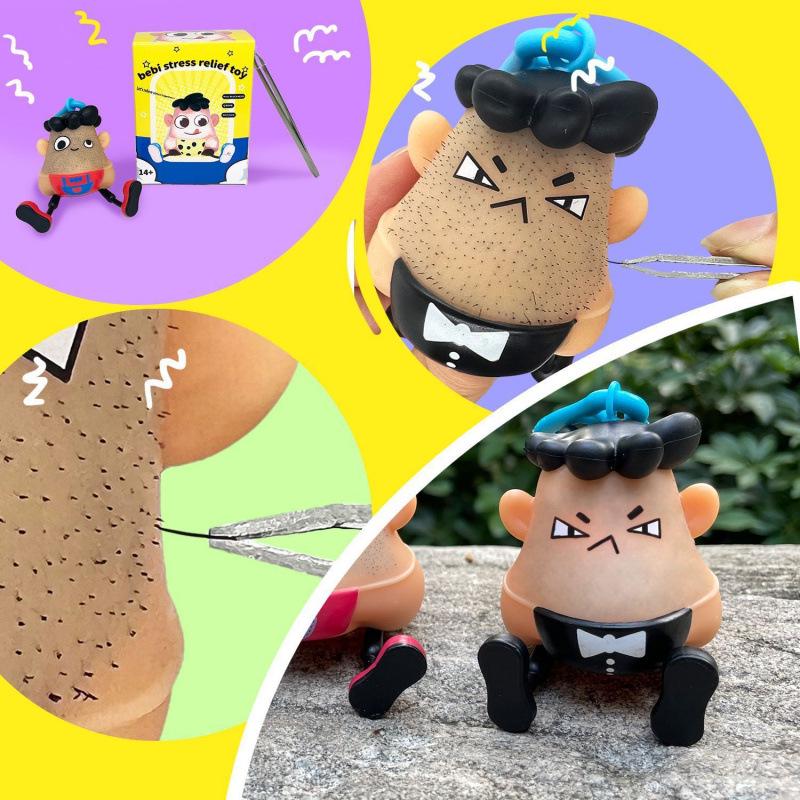 Creative Stress Relief Toy: Blackhead & Beard Plucking Keychain Pendant.