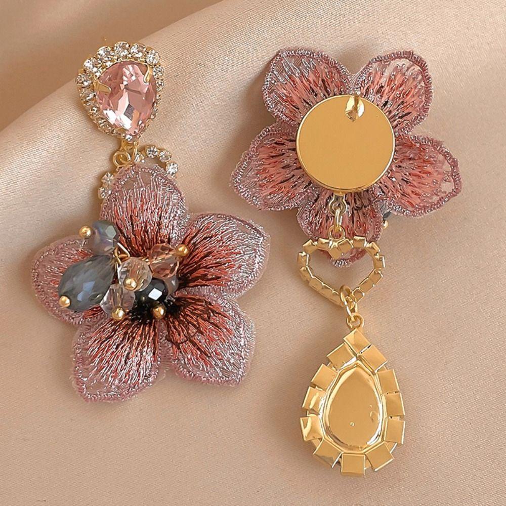 Exquisite Flower Rhinestone Earrings Elegant Vintage Earrings Fashion Flower Drop Earrings  Gift