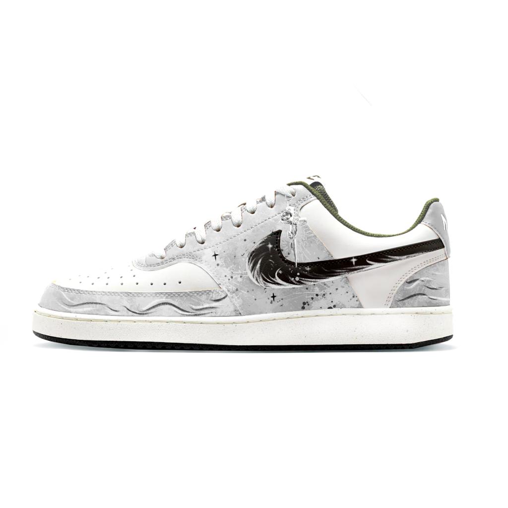 Nike Court Vision Synthetic Leather Slip Resistant, Abrasion Resistant, Lightweight Low Top Skateboard Shoes Men's Gray IM0459-104(Team1914-)