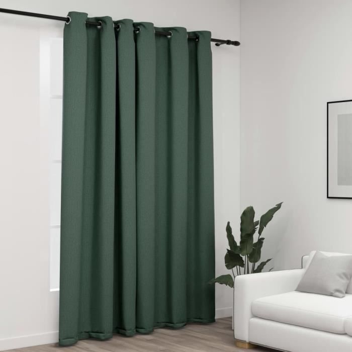 VidaXL Rideau occultant Aspect de lin avec œillets Vert 290x245 cm