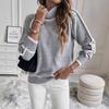 Damen Contrast Gestreifter Rollkragen Langarm Lockerer Strickpullover Colorblock Pullover Lässiger Pullover Top