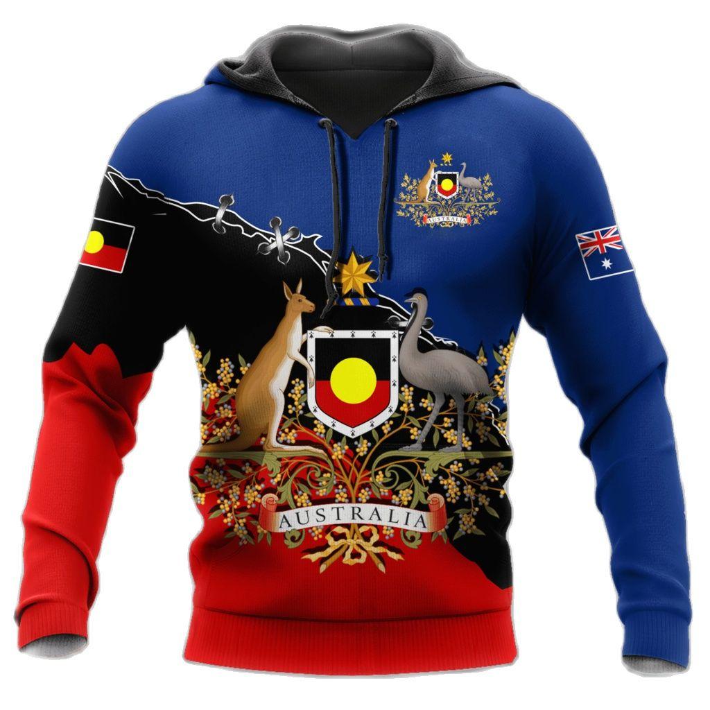 Jesienne bluzy z kapturem z nadrukiem flagi Australii 3D Modne Casualowe Sportowe z Długim Rękawem Męskie Bluzy z Kapturem