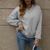 Fall Casual Drop Shoulder V Neck Oversized Sweatshirts Womens Fleece Long Sleeve Pullover Top Outfits