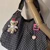 Korean version of retro polka dot college style tote bag women's 2025 new fashionable versatile large-capacity shoulder bag