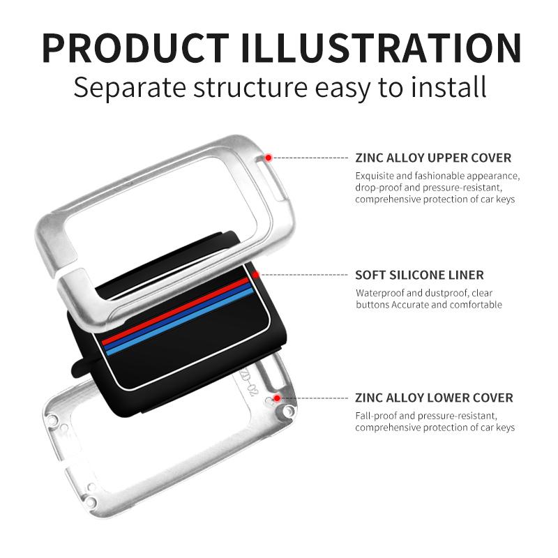 Car Key Accessories Alloy Smart Key Bag Remote Key Fob Cover Case Shell