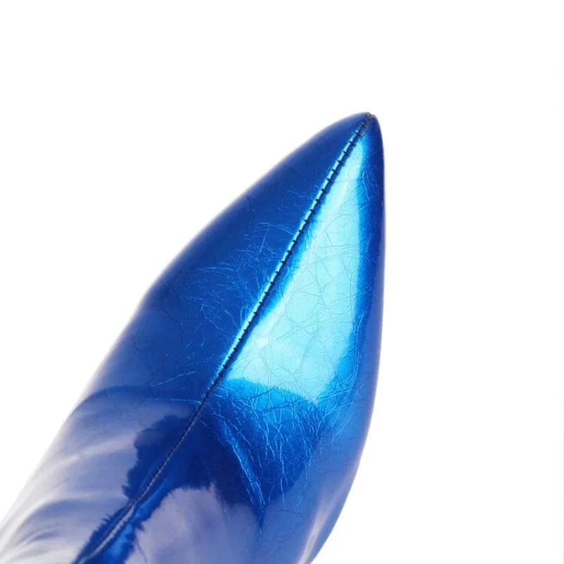 Fashion Silver Tiger Teeth Heel Design 10.5cm High Heels Over Knee Boot Women Winter Metal Hollowed Out Black Green Long Boots Size35-46