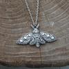 Death's-Head Hawkmoth Necklace: Punk Style Moth Pendant, Metal Animal Jewelry