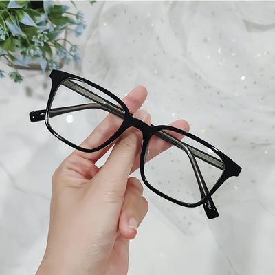 Can Be Equipped with Myopia Square Classic Flat Mirror Anti-blue Light Plain Decorative Small Frame TR90 Insert Glasses Frame Ultra-light