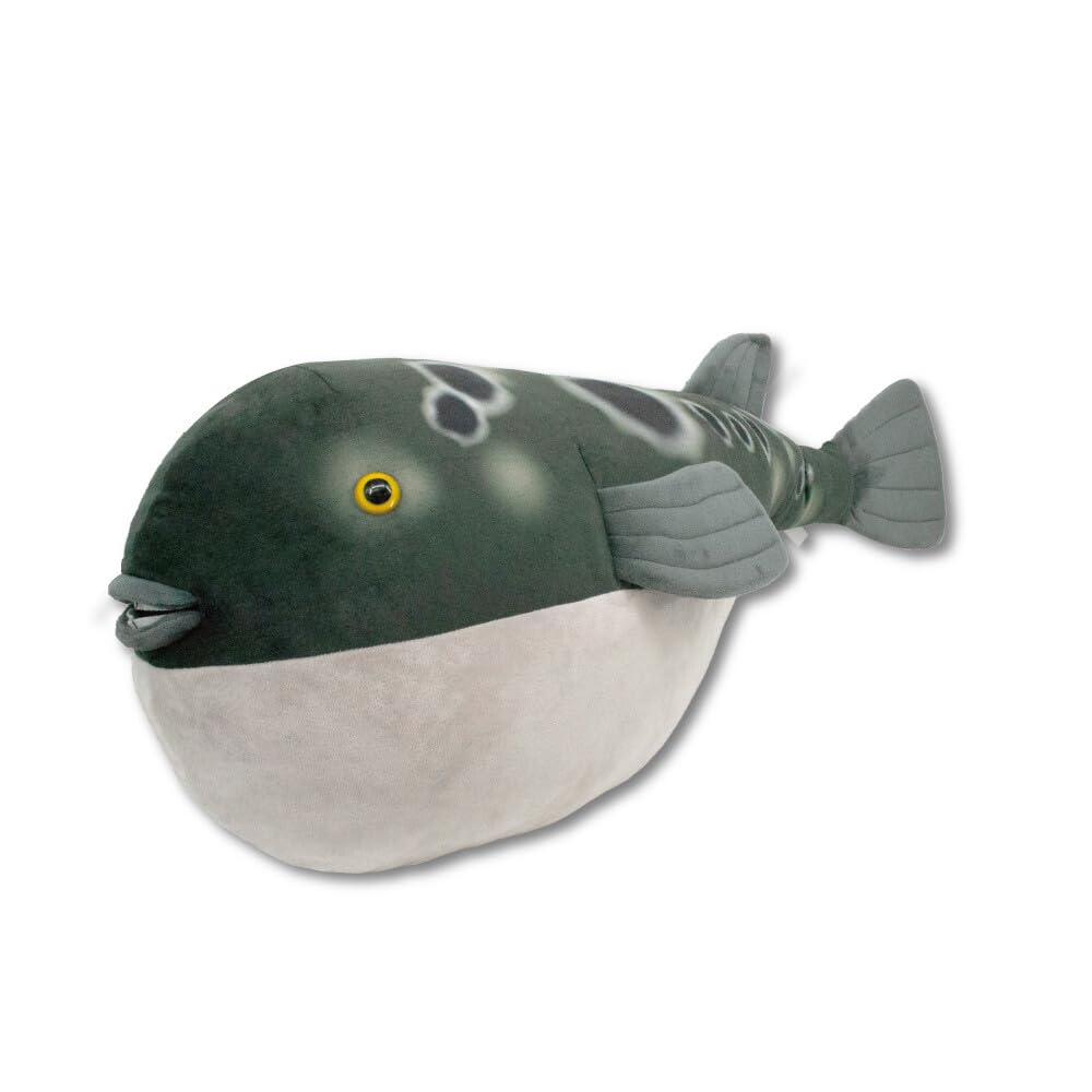 

Yamani Realistic Pufferfish Plush Toy, GrayWhite, Extra Large Size H33 x W30.5 x D90cm, Weight 896g, Interior Decor, Marine Life Collection, BIG Size
