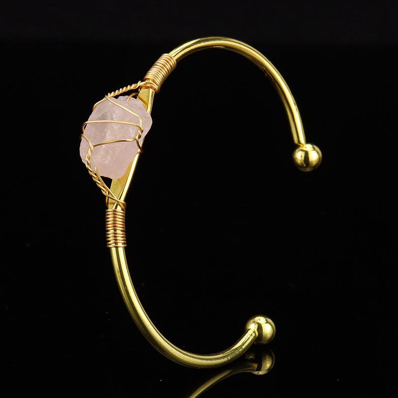 Natural Crystal Agate Rough Stone Hand-Wound Bracelet Bracelet Adjustable B14