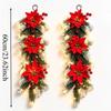 2PCS 60cm Artificial Christmas Hanging Vine Garland Poinsettia Pine Cone Red Berry Teardrop Rattan DIY Xmas Door Wall Decor