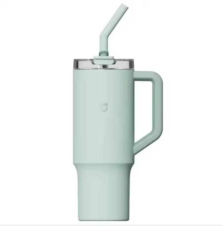 New Xiaomi Mijia Straw Cup 316L Stainless Steel Thermos Cup 1L Handle Large Capacity Portable Sports Kettle Car Travel Cup