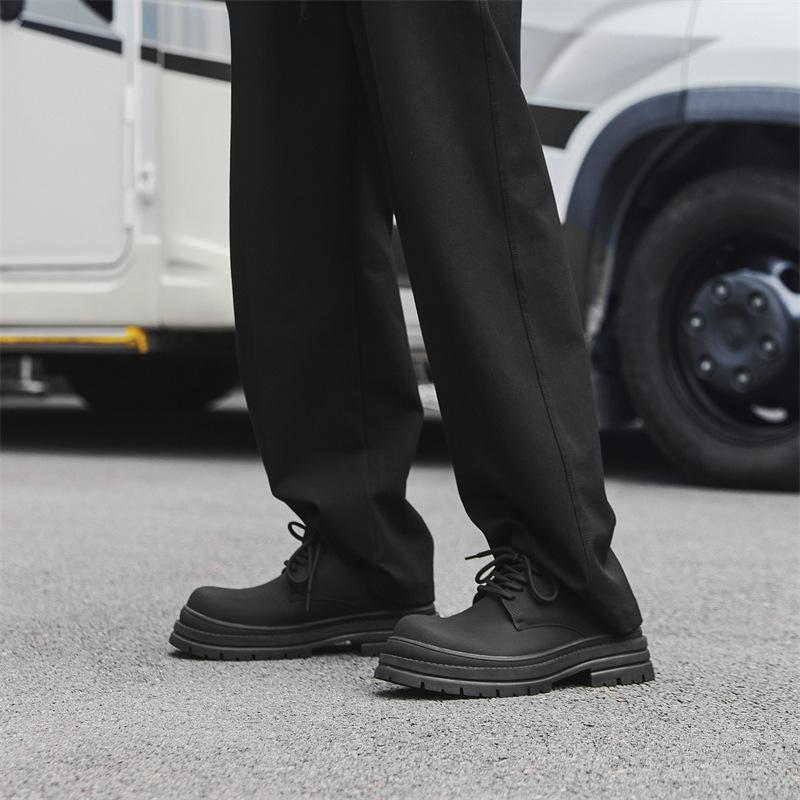 Derby shoes black men's shoes 2024 new winter platform heightening big head shoes casual matte men 14401-J