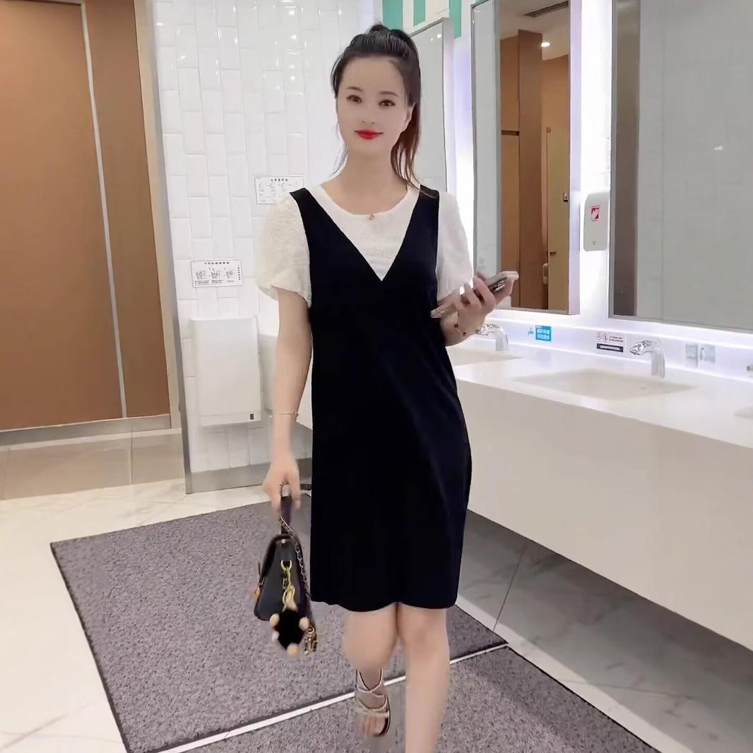 

Women s Summer 2025 Chic Black Two-Piece Overalls Dress L