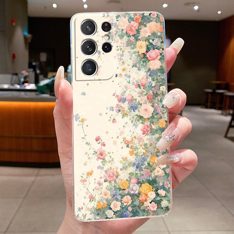 For Samsung S21 Ultra Case Clear Casing Fashion Butterfly Flower Soft TPU Silicone Cover For Samsung Galaxy S20 Ultra Phone Case