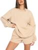 MAITA Female Loose Fashion Casual Solid Color O-neck Tracksuit Sport Blue White Fitness Wear Set