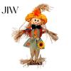 Patio Autumn Theme Decor Standing Fall Scarecrow Decoration, Rustic Halloween Thanksgiving Ornament Garden Statue with Clothes Hat for Harvest