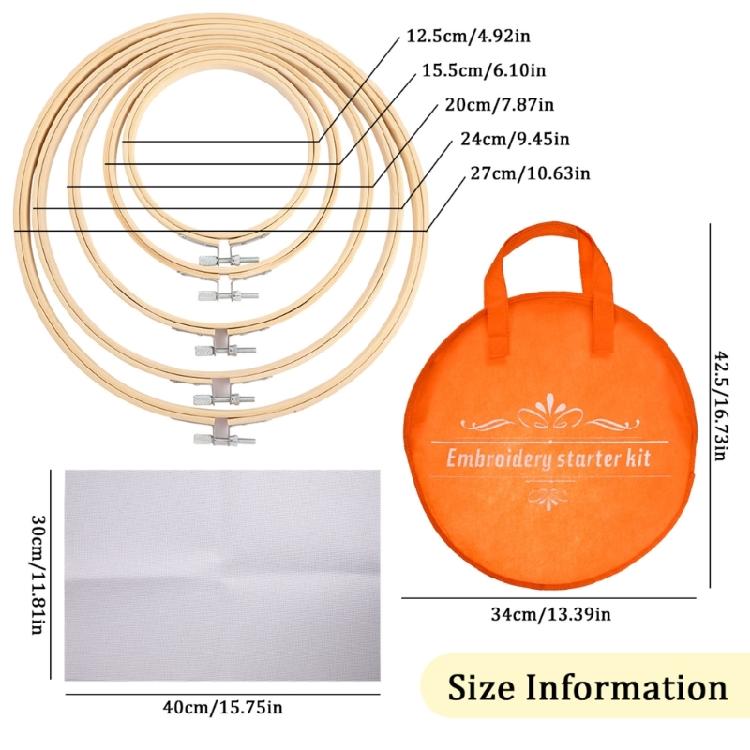 100 Color Craft Thread Set Including Bamboos Hoop Knitting Tool for Creative Activity