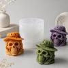Saisonales Party-Formwerkzeug für handgefertigte Geschenke, 3D-Totenkopf-Gießform im Westernhut-Stil für Kerzenprojekte, Gipskunst und Ausstellungszwecke