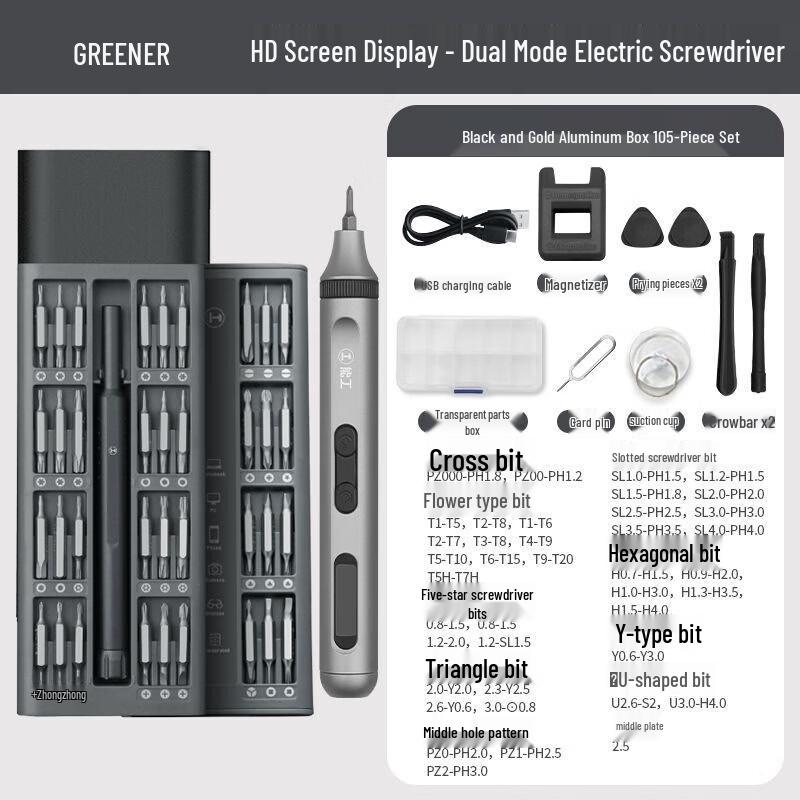 

Greener Precision Electric Screwdriver Kit CN plug (adapter included)