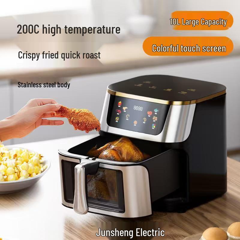 Stainless Steel Touchscreen Air Fryer for Home Use - Large Capacity Electric Fryer for Chicken & Fries