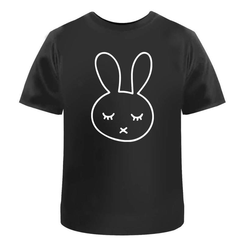 Cute bunny graphic print black T-shirt