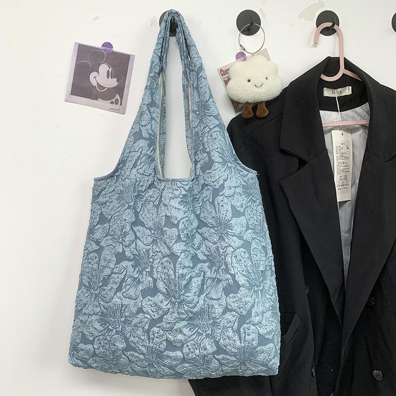 Sweet Flower Ladies Vest Shoulder Bags Large Capacity Portable Women's Tote Shopping Bag Retro Floral Female Purse Handbags