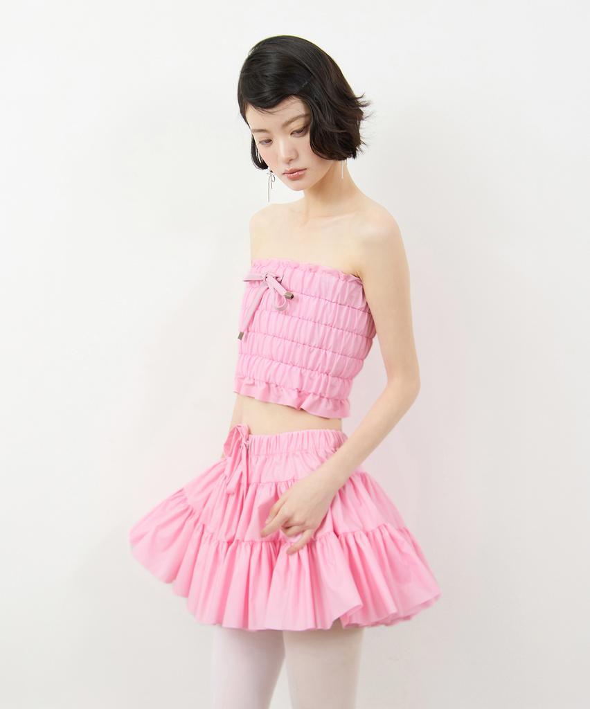 Leobyui Cabbage Tiered Skirt Pink