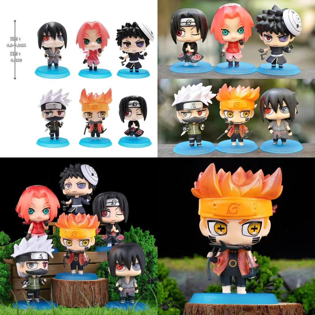 Naruto Animation 6 Pcs Toy Doll Version Cartoon Characters Car Cake Decoration