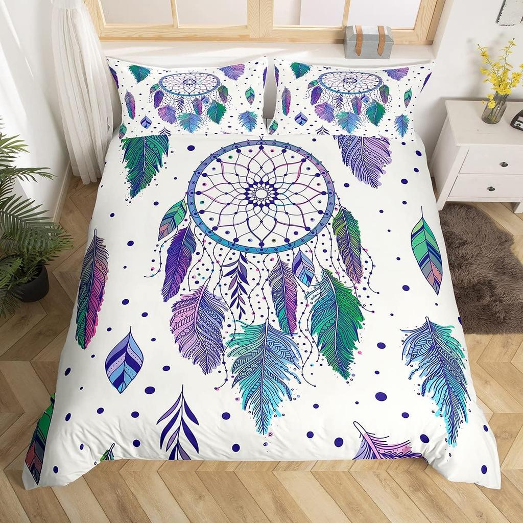 Comforter Dream Catcher Comforter For Girls Women Boho Feather Single Queen Exotic Bohemian Mandala Floral Bedding Set