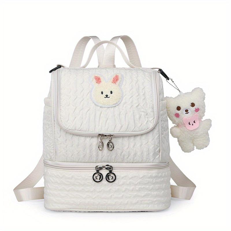 

Двойная сумка для мамы, модная маленькая сумка для мамы и ребенка с медвежонком, большая вместительная сумка для переноски молока, сумка для подгузников, рюкзак бежевый