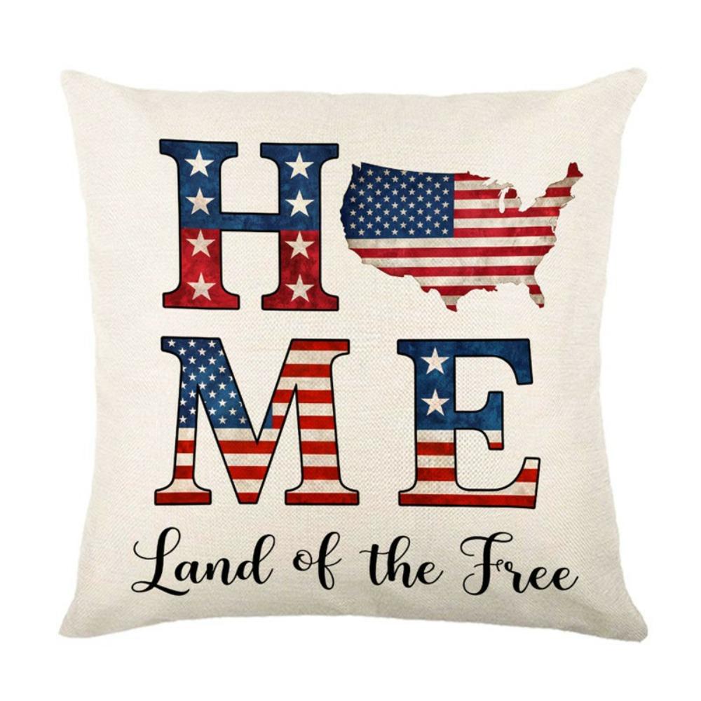 4pcs 4th of July Printed Home Decor Pillow Cover Bedroom Living Room Sofa Decoration Polyester Cushion Cover with Zipper
