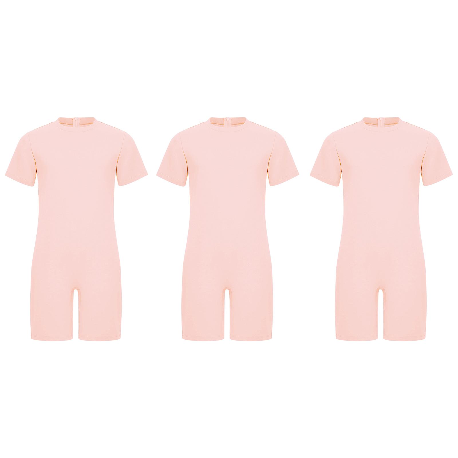 

3Pcs Boys Adaptive Bodysuit Special Needs Easy Wear Back Invisible Zipper Short Sleeve Jumpsuit 3-4 Years рожевий