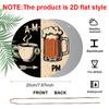 2D Flat Aluminum 7.87 Inch X 7.87 Inch "Morning Coffee, Afternoon Beer" Style Wall Hanging. Suitable for Bars, Living Rooms, Kitchens, Cafes, Clubs