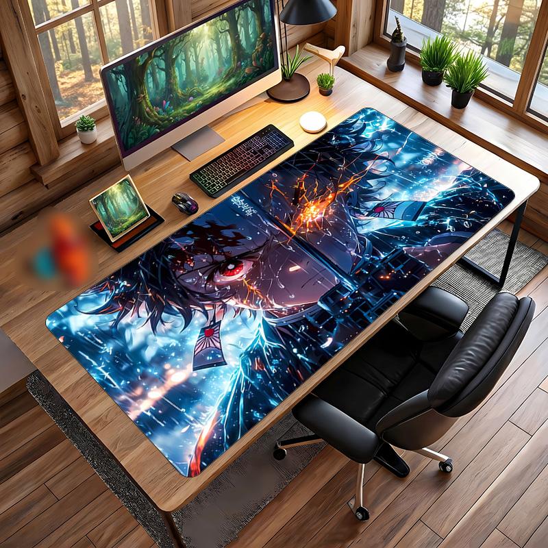 Tappetino per Mouse Stampato Kamado Tanjiro Antiscivolo Impermeabile Gomma Tappetino da Scrivania per Gaming Ufficio Laptop Decorazione Casa Regalo