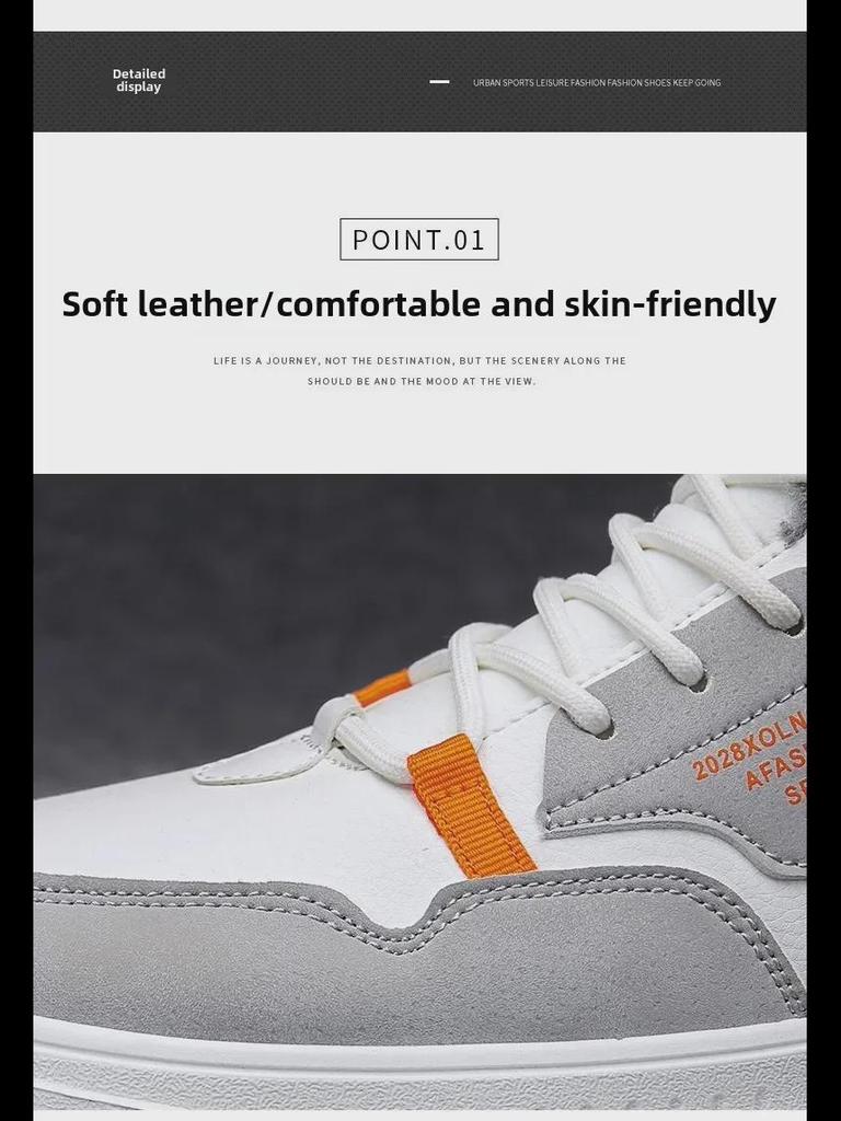 Men's Trendy Korean Style White High-Top Casual Sports Shoes with Velvet Lining for Warmth