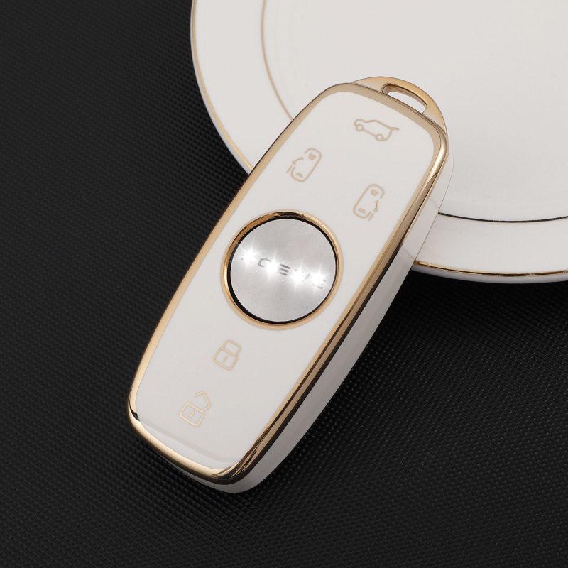 Roewe iMAX8 Key Cover - Stylish Gold Edge Silicone Protective Shell for Business Cars