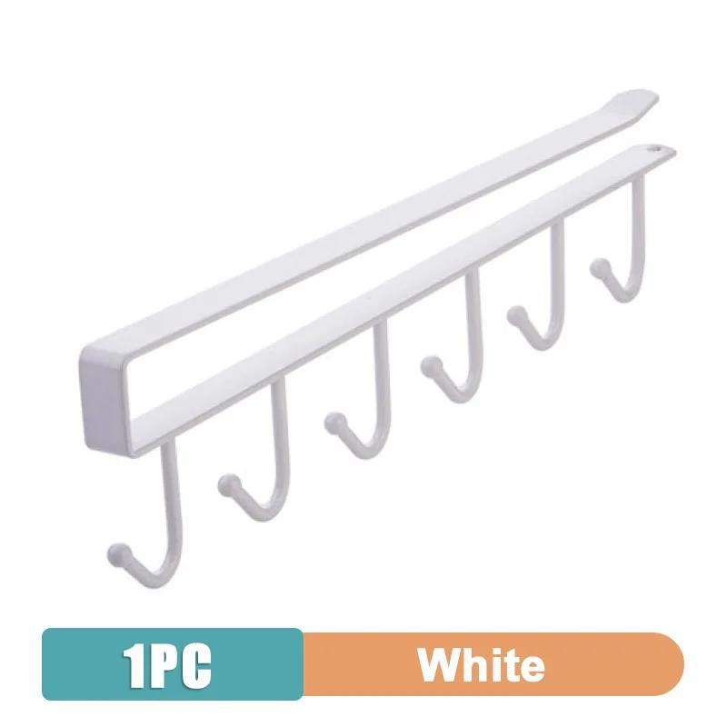 Traceless Hook Iron Cabinet Traceless Hook Six-Piece Storage Hanger Multi-Row Hook Wardrobe Kitchen Punch-free Storage Rack
