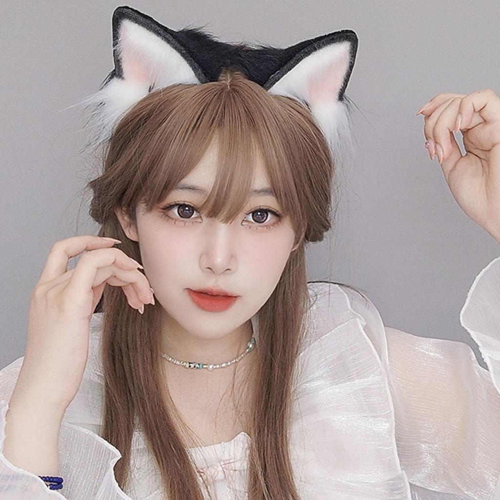 Furry Wolf Ear Headwear Cute Foxes Ears Headband Plush Hair Accessory Soft Hair Clip Animal Cosplays Accessories