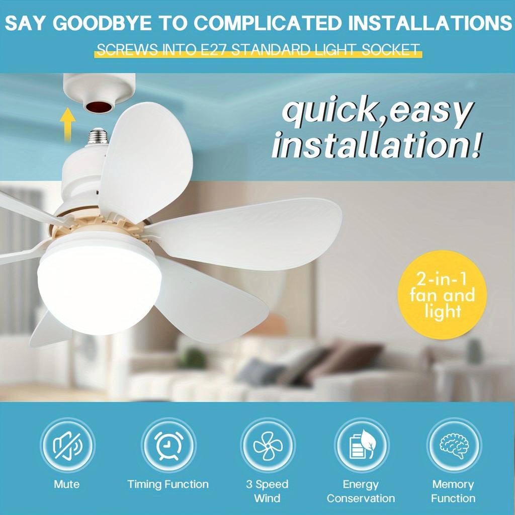 30W Small Modern Ceiling Fan Light E27 Threaded Head Home Mute Mini Ceiling Fan Light for Kitchen Dining Room and Bedroom