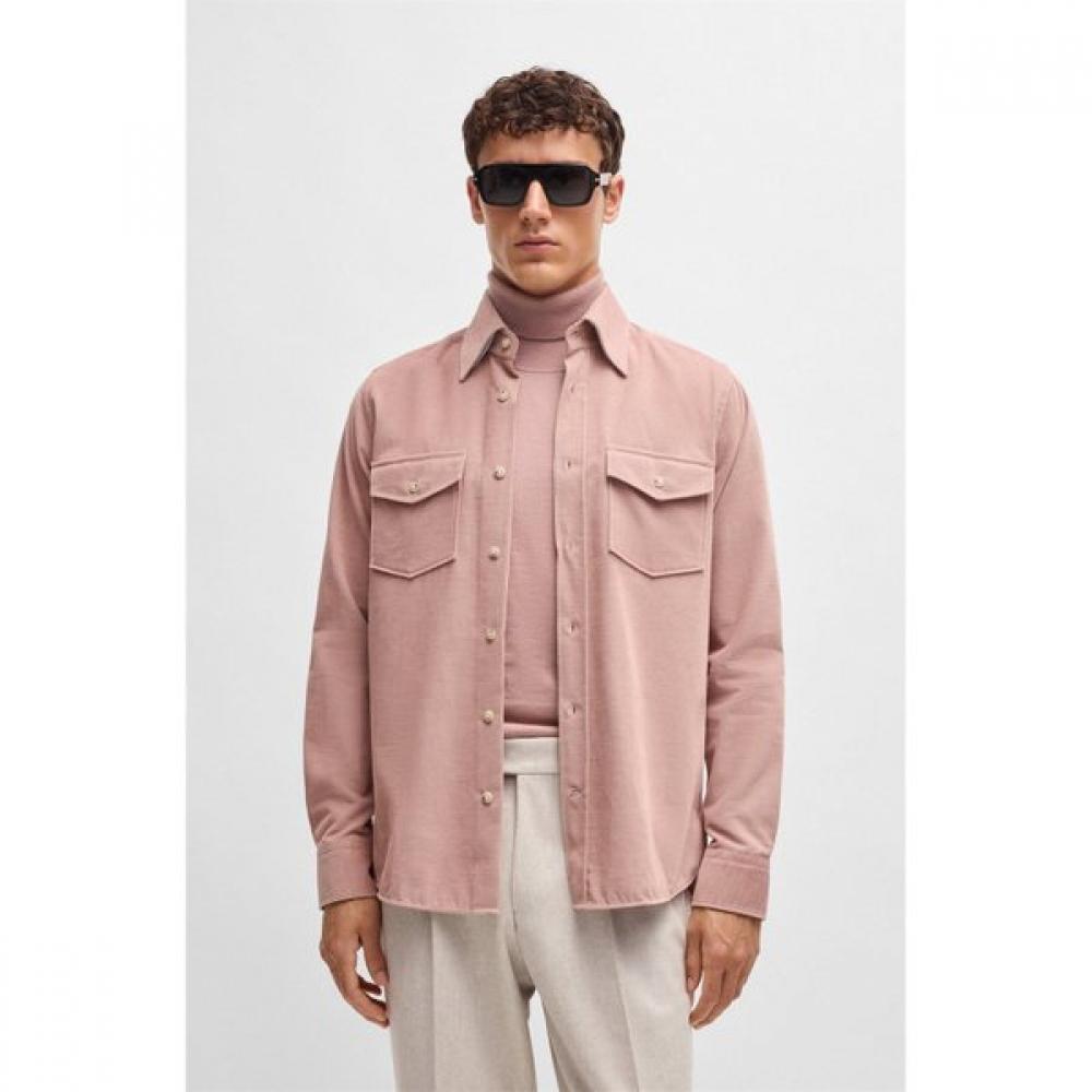 

Boss Relaxed Fit Cotton Shirt Light Pink Patch Pocket 50525758681 XXXL