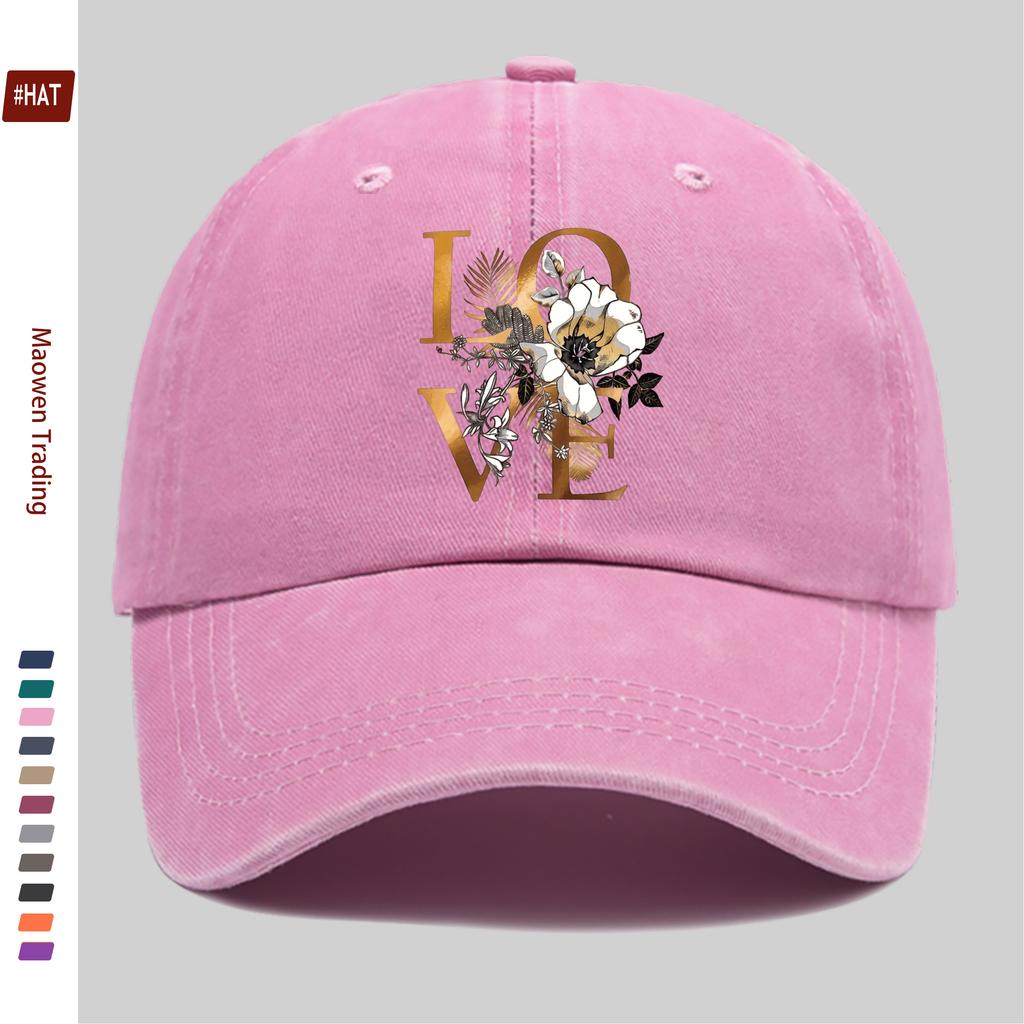 Pc Pcs Adjustable Trucker Baseball Cap with LOVE Print  Watercolor Floral Design  Lightweight Suitable for Men  Women Mult