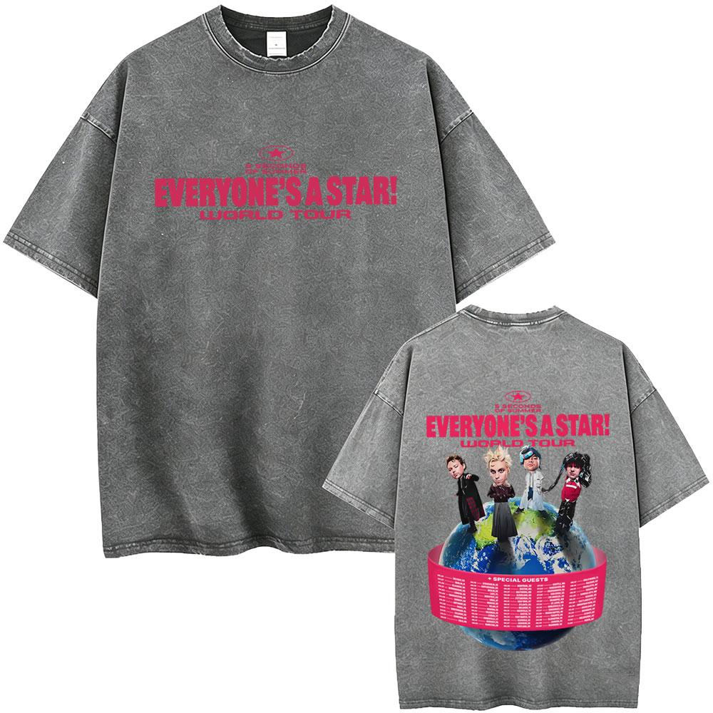 Washed Vintage 5 Seconds of Summer Everyones A Star World Tour 2026 Tshirt Men Women Clothing Pop Punk Rock Harajuku T Shirts